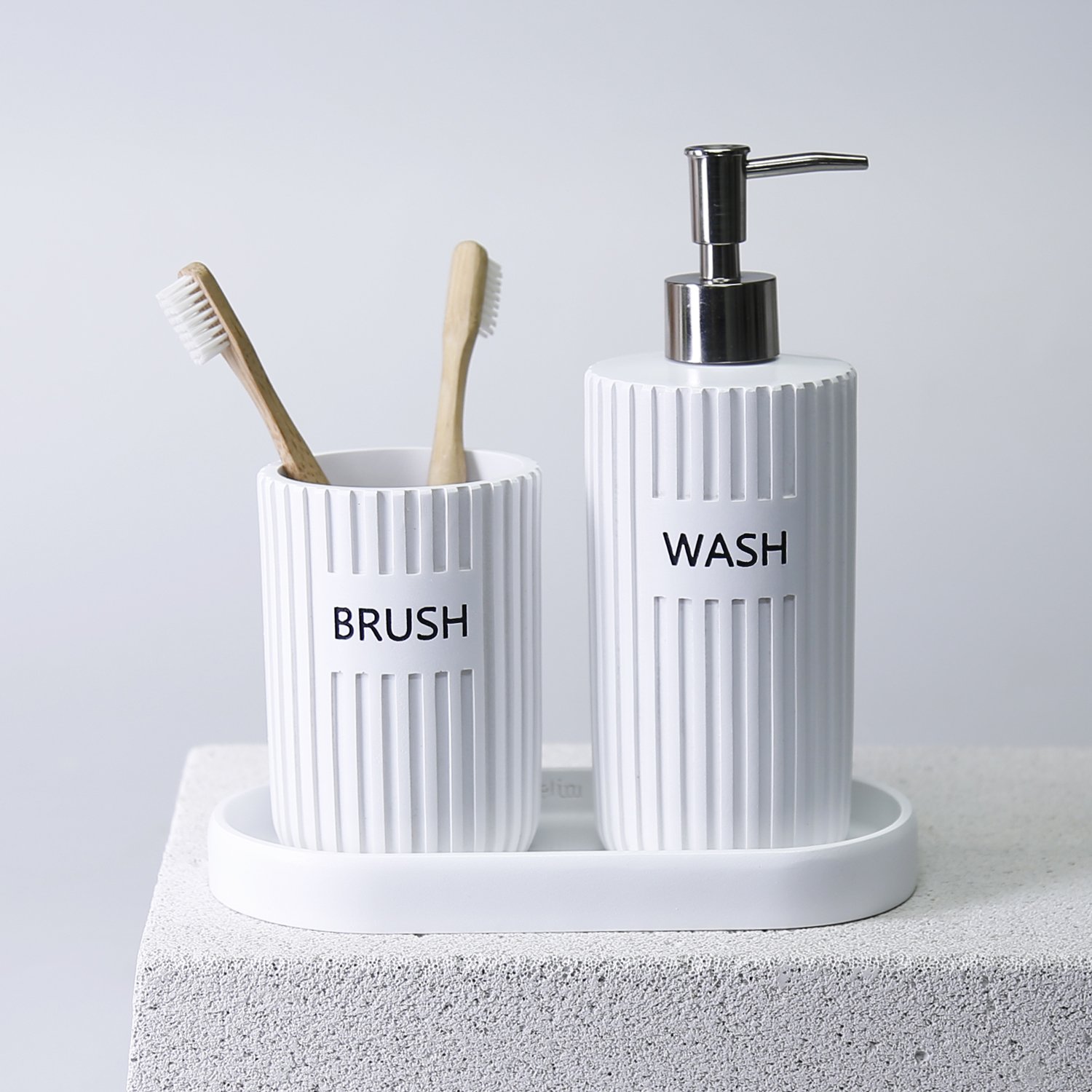 Grooved Banyo Seti Beyaz