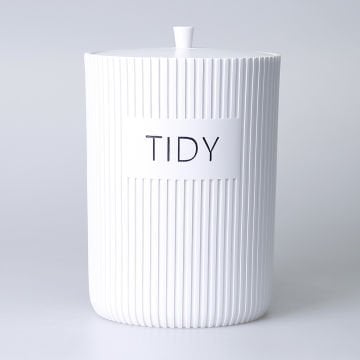 Grooved Çöp Kovası Beyaz