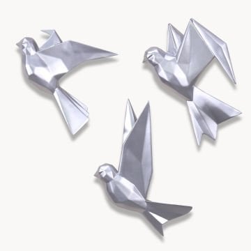 3x Mouette silver decorative bird
