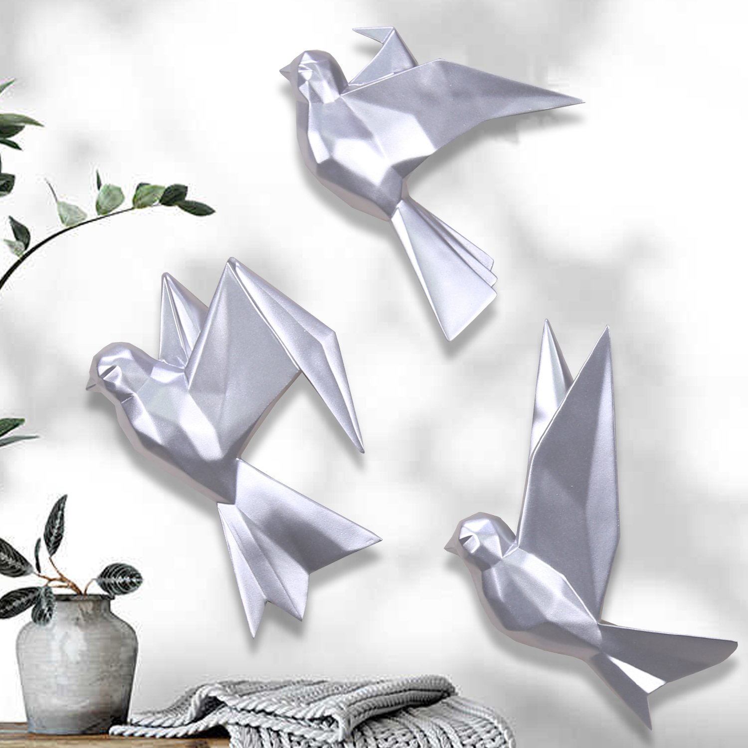 3x Mouette silver decorative bird