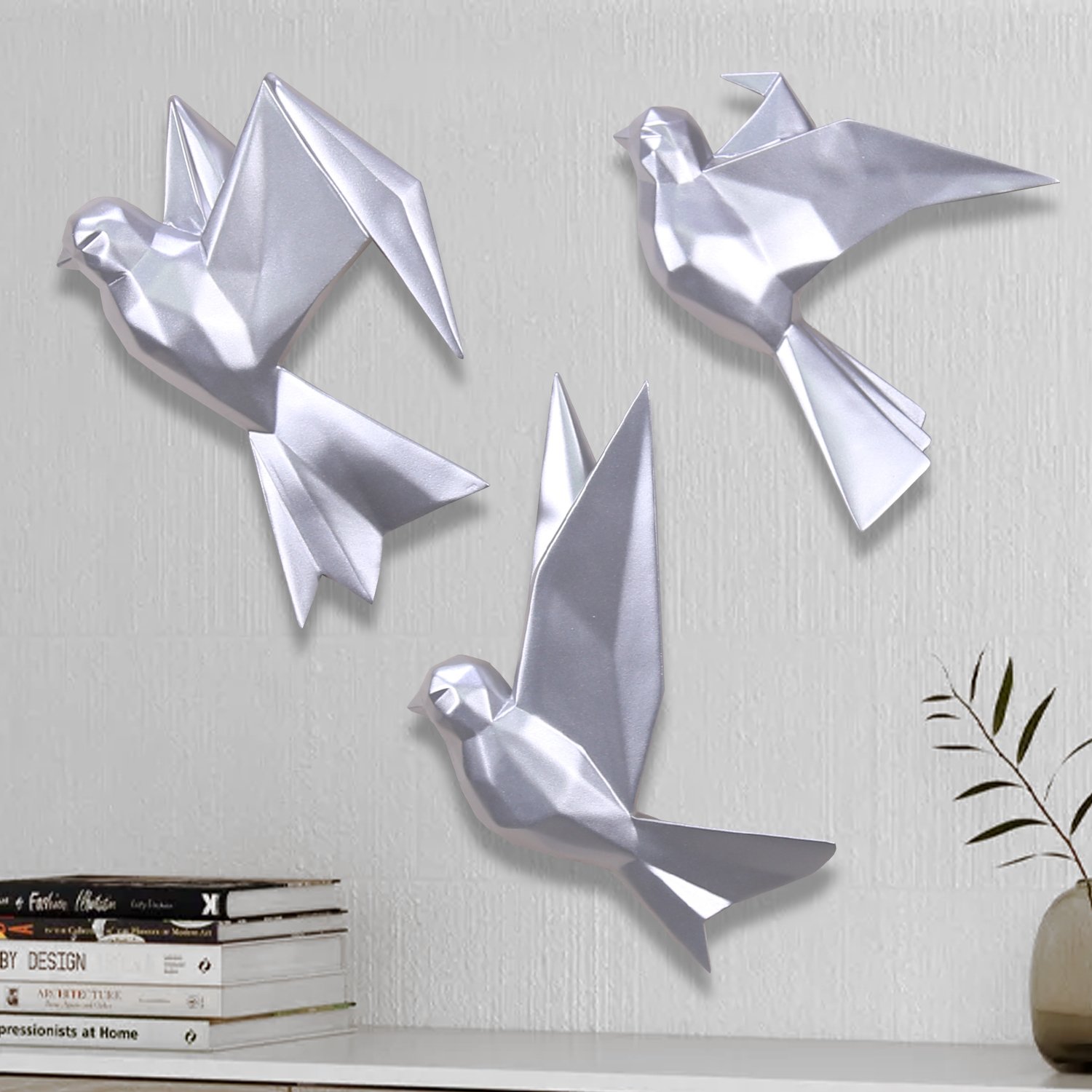 3x Mouette silver decorative bird