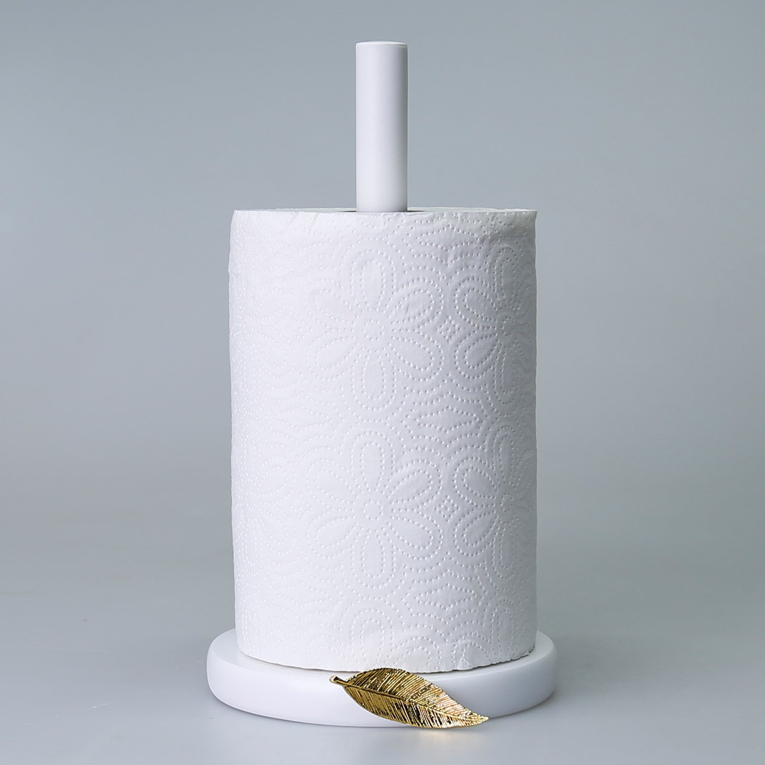 Leaf Paper Towel Holder White Gold