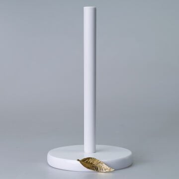 Leaf Paper Towel Holder White Gold