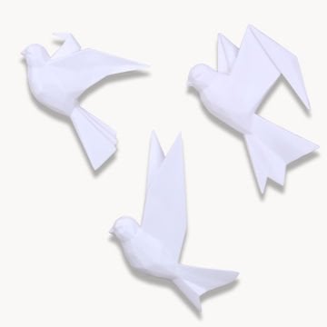 Mouette 3'lü Dekoratif Kuş Beyaz