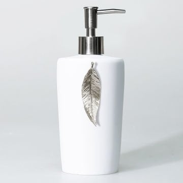 Leaf Sıvı Sabunluk Beyaz Gümüş