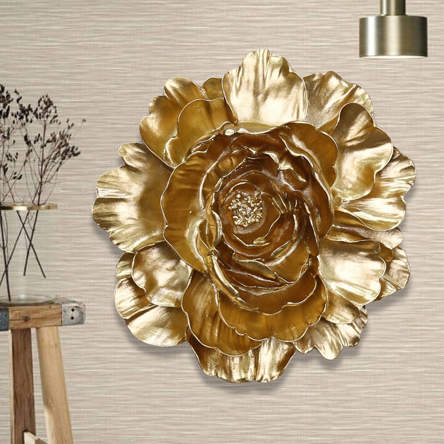 Lotus Dekoratif Çiçek Altın