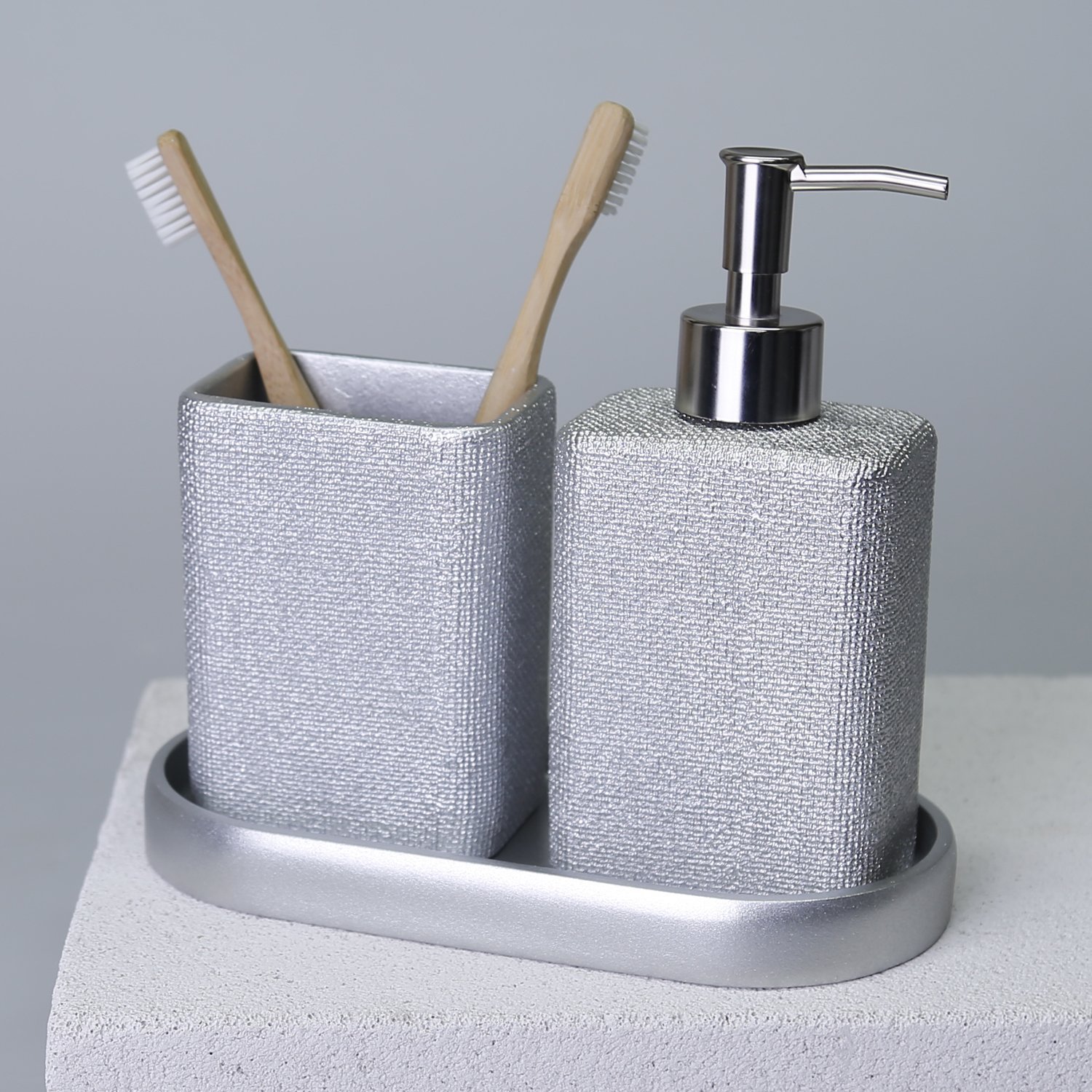Linen Banyo Seti Gümüş
