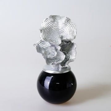 Nebula Glass Cube Black Silver