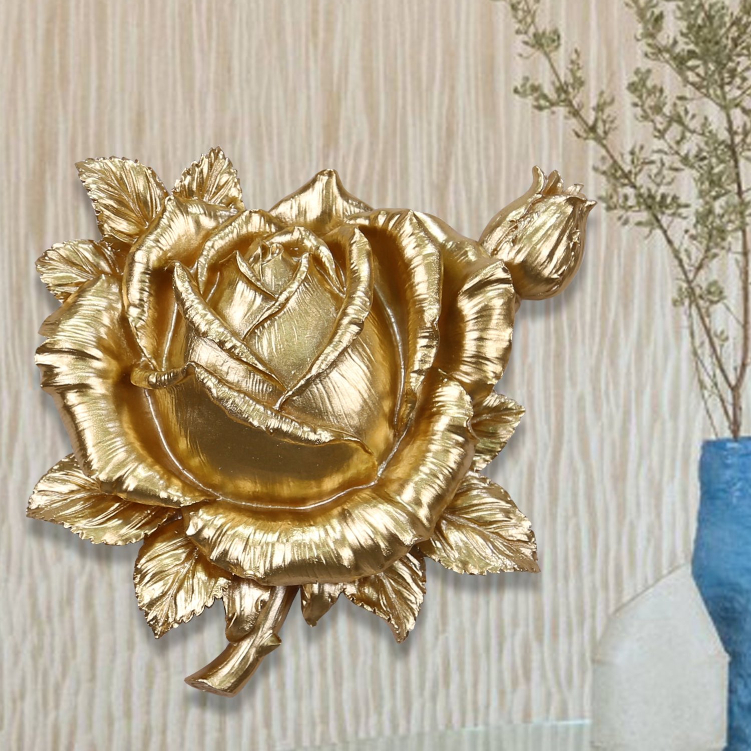 Roze Dekoratif Çiçek Altın