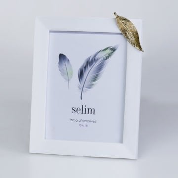 13x18 Leaf Frame White Gold