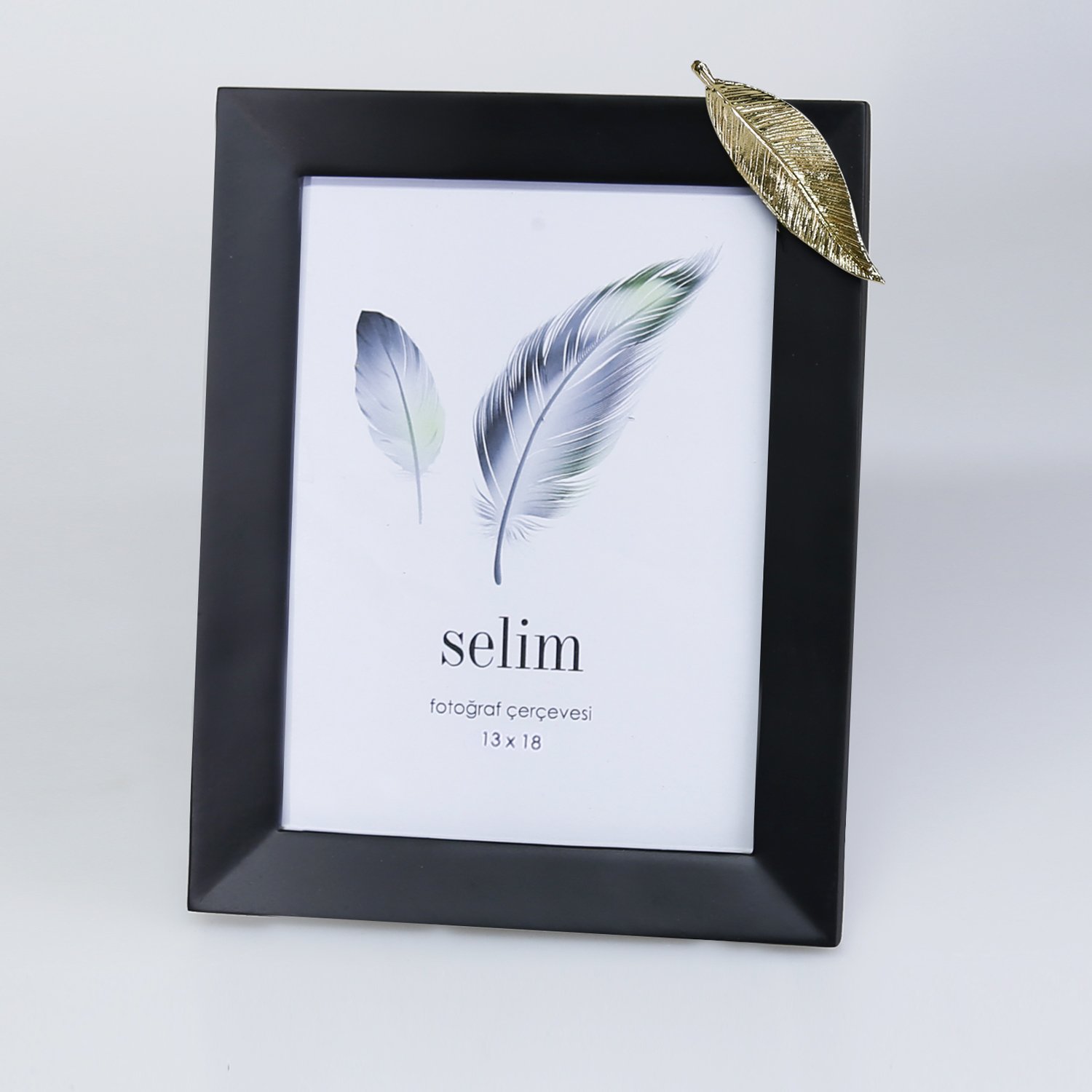 13x18 Yapraklı Çerçeve Siyah Altın