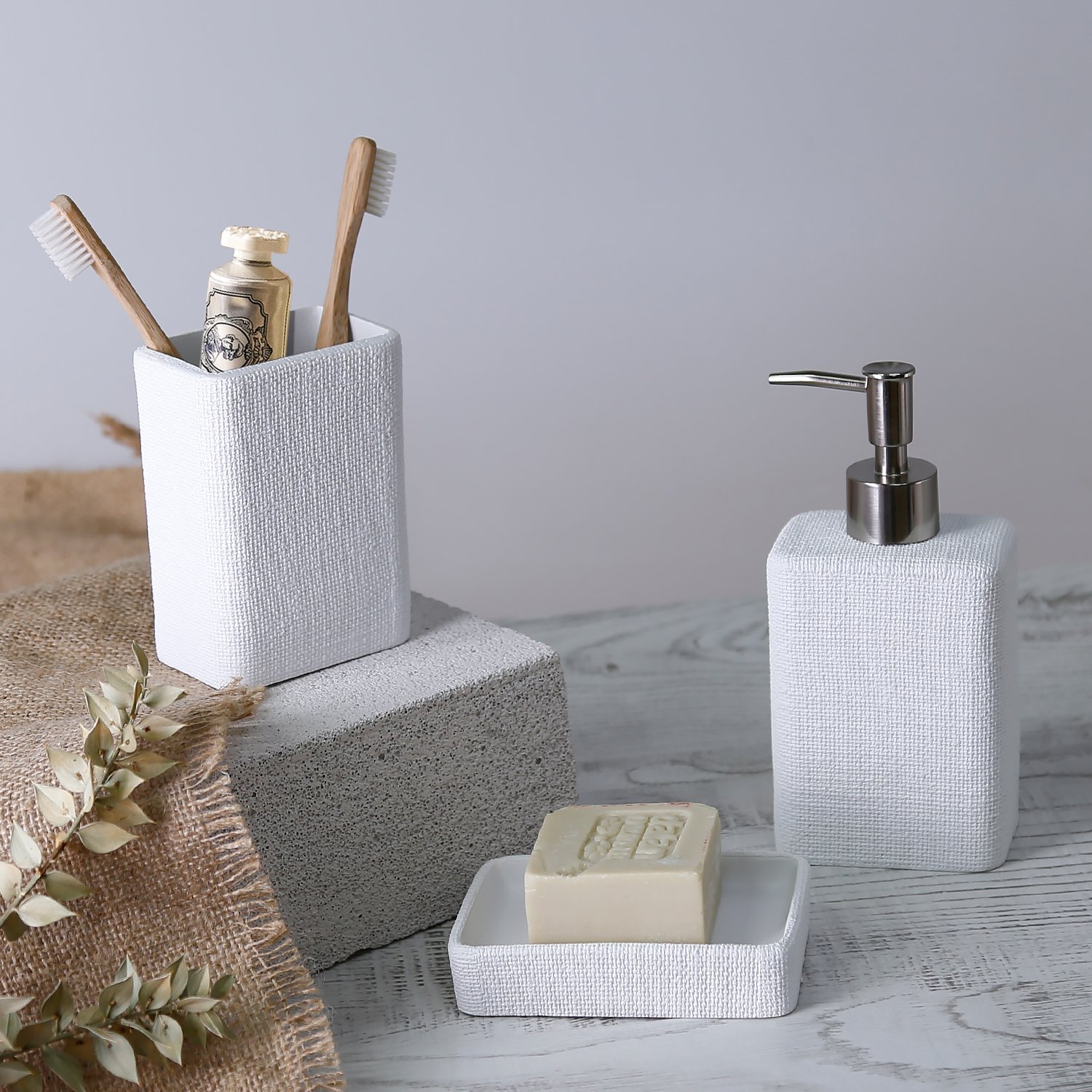 Linen Solid Soap Dispenser White