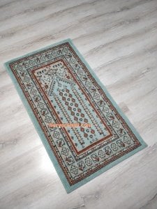 1+1 = 2 Adet Halı Sarayı Asya Namazlık Seccade İnce 10503Y7 Yeşil Simli 65x115 cm