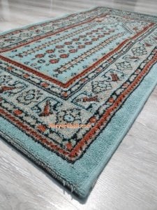 1+1 = 2 Adet Halı Sarayı Asya Namazlık Seccade İnce 10503Y7 Yeşil Simli 65x115 cm