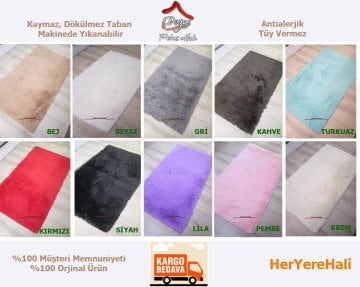 Doğuş Peluş Tavşan Tüyü 80x140cm Kaymaz Tabanlı Halı Beyaz