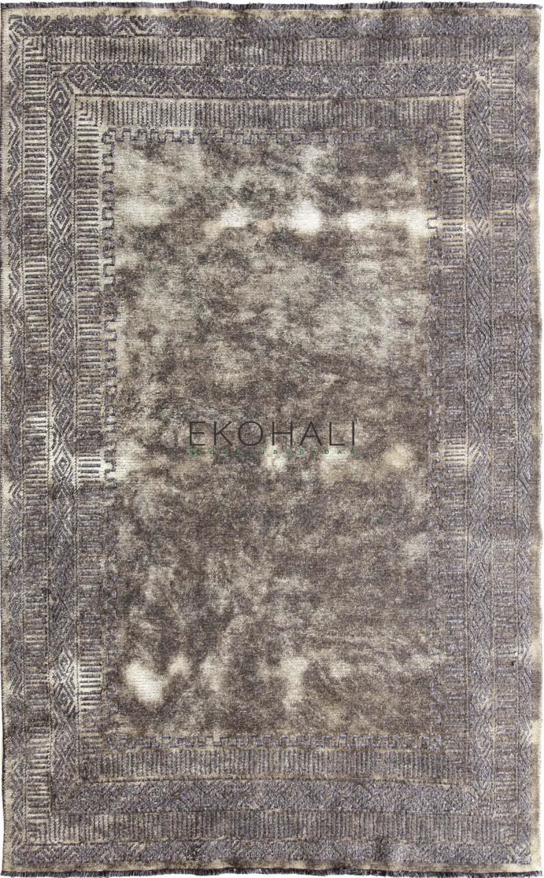 Eko Halı Tribal TRB01 Antrasit Bej Akrilik İnce Kilim Halı 160x230 cm