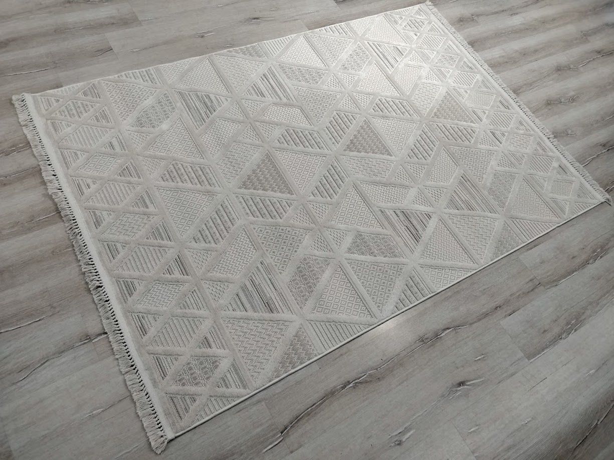 Aruna 33615D Krem Hav Toz Vermeyen Yumuşak Dokulu Modern Iskandinav Halı 160x230 cm