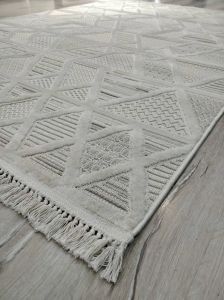 Aruna 33615D Krem Hav Toz Vermeyen Yumuşak Dokulu Modern Iskandinav Halı 160x230 cm