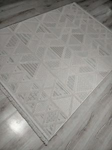 Aruna 33615D Krem Hav Toz Vermeyen Yumuşak Dokulu Modern Iskandinav Halı 160x230 cm