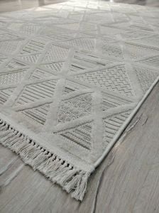 Aruna 33615D Krem Hav Toz Vermeyen Yumuşak Dokulu Modern Iskandinav Halı 200x290 cm