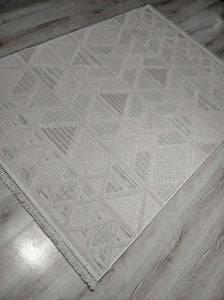 Aruna 33615D Krem Hav Toz Vermeyen Yumuşak Dokulu Modern Iskandinav Halı 200x290 cm