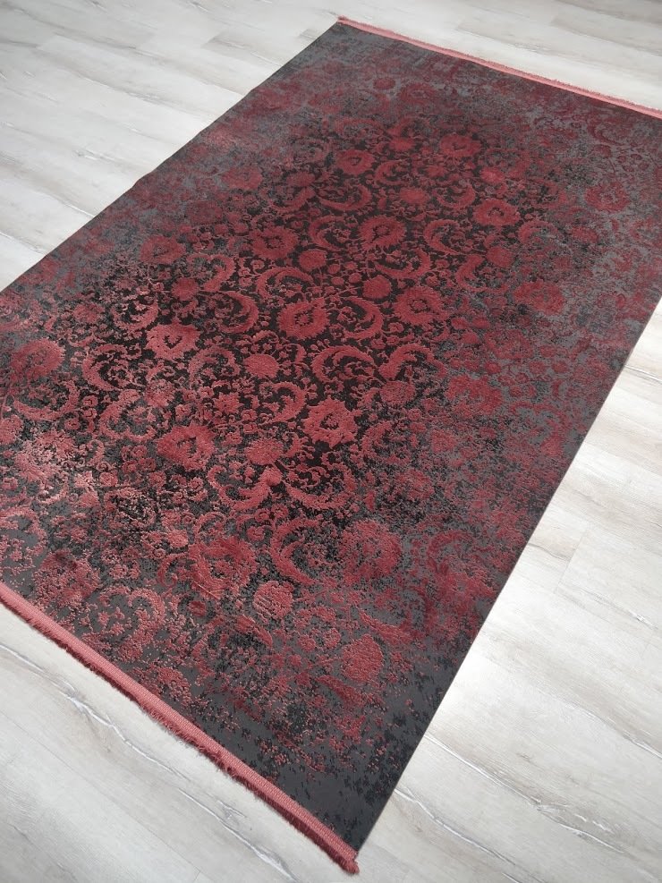 Eko Halı Cordoba DB02 Antrasit Burgundy Halı Yolluk80x300 cm