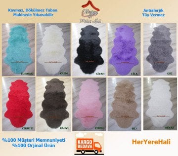 YAMALI home Peluş Tavşan Tüyü 70x200cm Kaymaz Tabanlı Post Halı