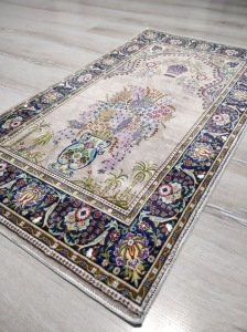 Bambu Halı Seccade BSEC12 Bej Namazlık 70x110 cm