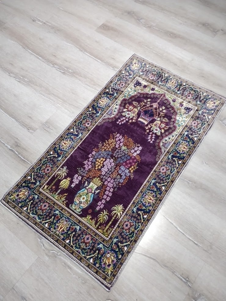 Bambu Halı Seccade SEC14 Mor Namazlık 70x110 cm