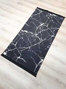 EvaLife Marble Siyah Mermer Baskı Kilim 80x150 cm