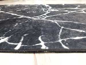 EvaLife Marble Siyah Mermer Baskı Kilim 80x150 cm