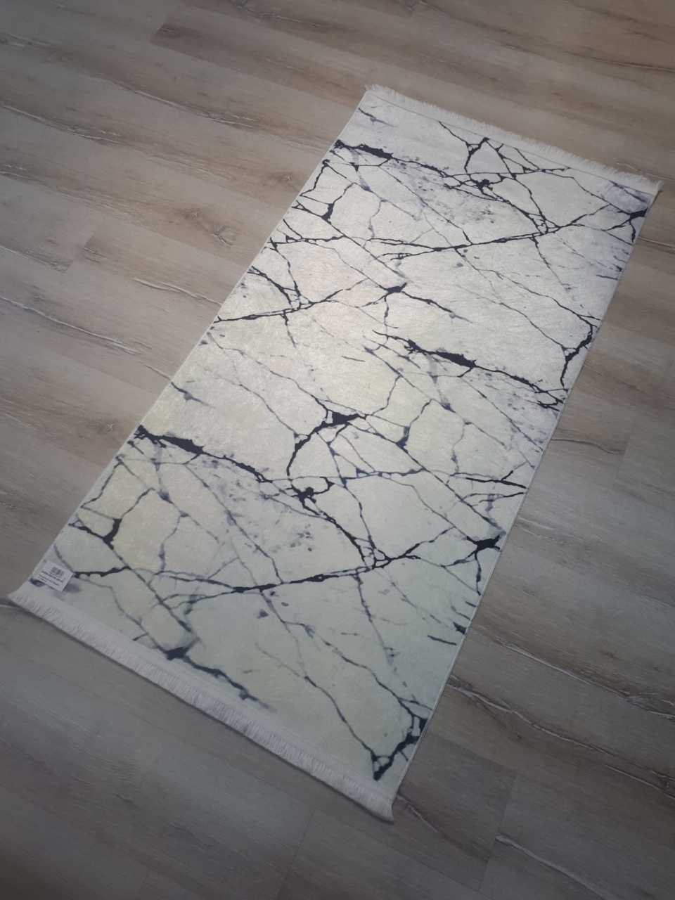 EvaLife Marble Beyaz Mermer Baskı Kilim 80x150 cm