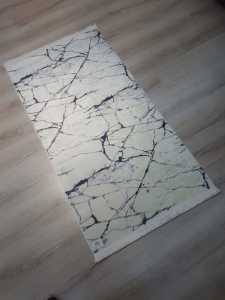 EvaLife Marble Beyaz Mermer Baskı Kilim 80x150 cm