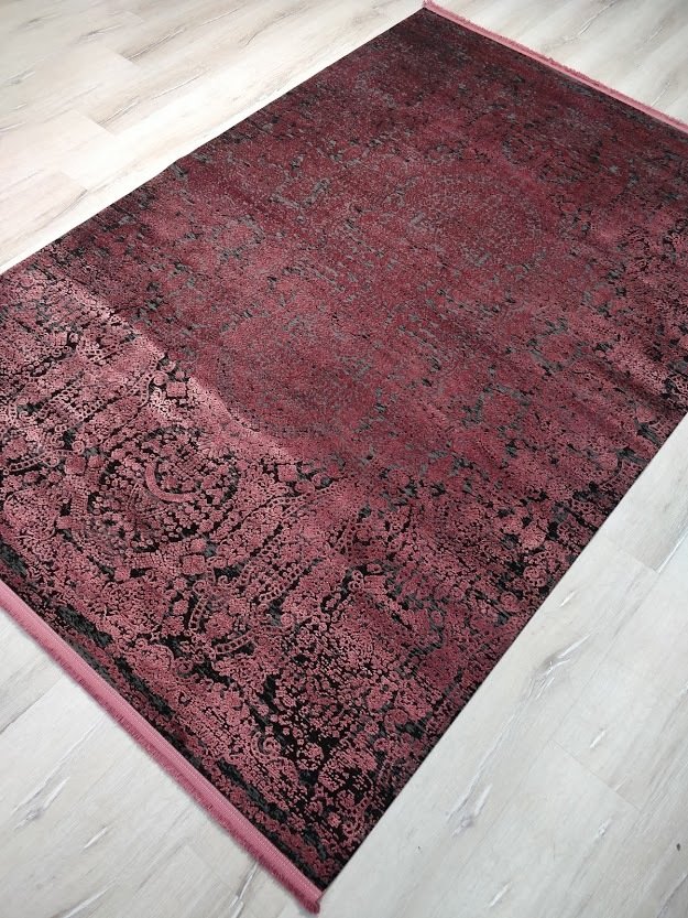 Eko Halı Cordoba DB04Antrasit Burgundy 160x230 cm İpekli İnce Salon Halısı