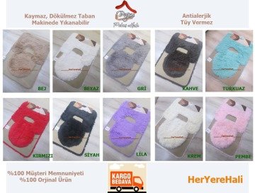 Doğuş Peluş Tavşan Tüyü 3lü Klozet Takımı