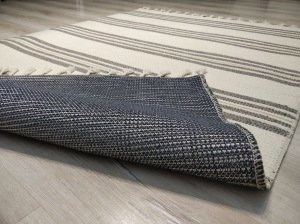 Tarz Wool 20-001Bej Gri Yün Dokuma Kilim 115x170 cm