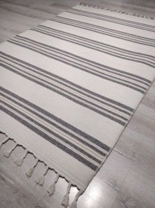 Tarz Wool 20-001Bej Gri Yün Dokuma Kilim 115x170 cm