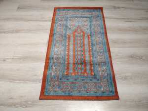 Halı Sarayı Asya Namazlık Seccade İnce 503OM7 Kiremit Mavi Simli 65x115 cm