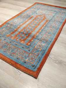 Halı Sarayı Asya Namazlık Seccade İnce 503OM7 Kiremit Mavi Simli 65x115 cm