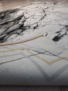 Halı Sarayı Palet SH315LJ Mermer Desen SiyahBeyaz Salon Halısı 160x230 cm