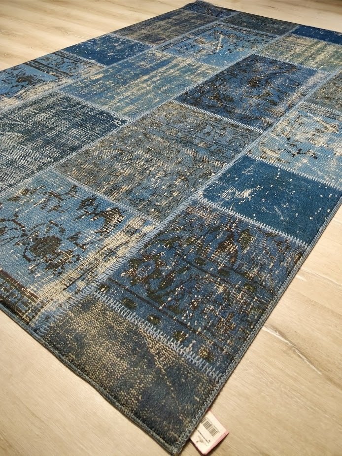 Foto Baskılı Halı Artist Patchwork380 Mavi Lacivert 140x220 cm Kaymaz Taban Halı