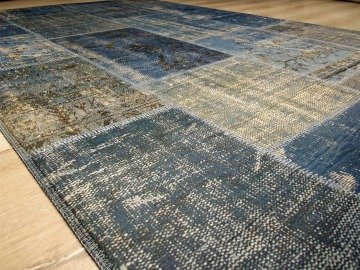 Foto Baskılı Halı Artist Patchwork380 Mavi Lacivert 140x220 cm Kaymaz Taban Halı