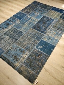 Foto Baskılı Halı Artist Patchwork380 Mavi Lacivert 140x220 cm Kaymaz Taban Halı