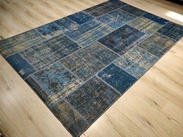 Foto Baskılı Halı Artist Patchwork380 Mavi Lacivert 140x220 cm Kaymaz Taban Halı
