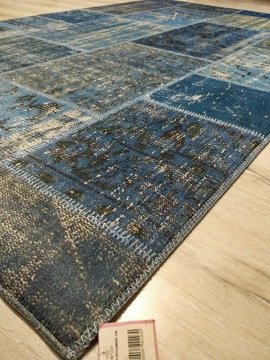 Foto Baskılı Halı Artist Patchwork380 Mavi Lacivert 140x220 cm Kaymaz Taban Halı