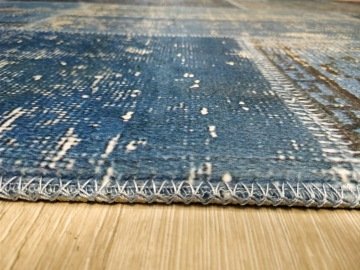 Foto Baskılı Halı Artist Patchwork380 Mavi Lacivert 140x220 cm Kaymaz Taban Halı