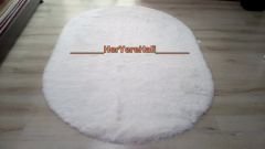 Yamalı Home Tavşan Tüyü Beyaz 140x200 cm Oval Halı