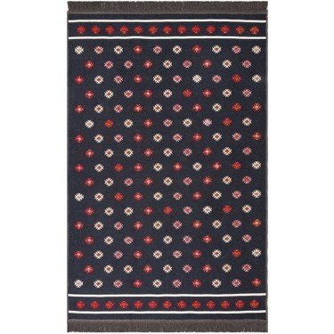 Eko Halı Arya Kilim AR11 Antrasit Kırmızı Çift Taraflı Kilim 80x150 cm