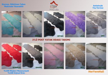Doğuş Peluş Tavşan Tüyü Post 3lü Yatak Odası Takımı Lila