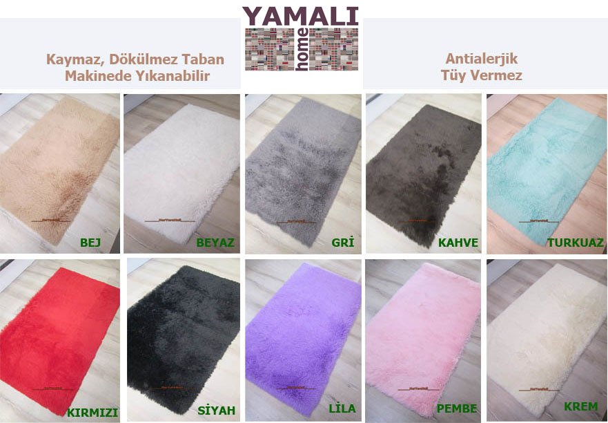 Yamalı Home Tavşan Tüyü Kaymaz Tabanlı Halı
